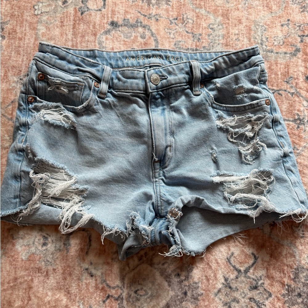 American Eagle Outfitters Light Wash Distressed Denim Shorts